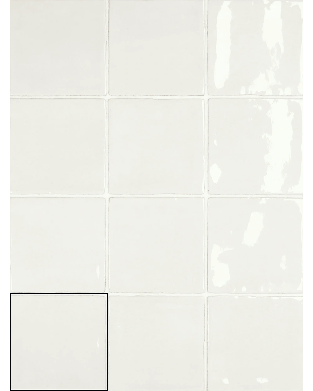 Nour White – Zellige-Wandfliese in Weiß, 10x10 cm