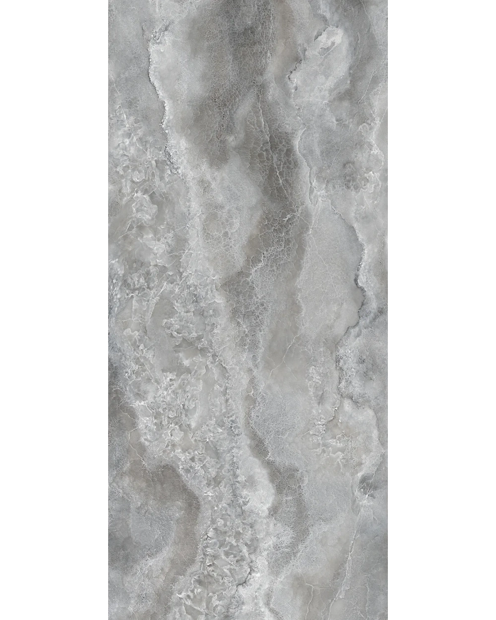 Crystal Glow Grey: XXL-Marmor-Fliese 120x280 cm, Grau