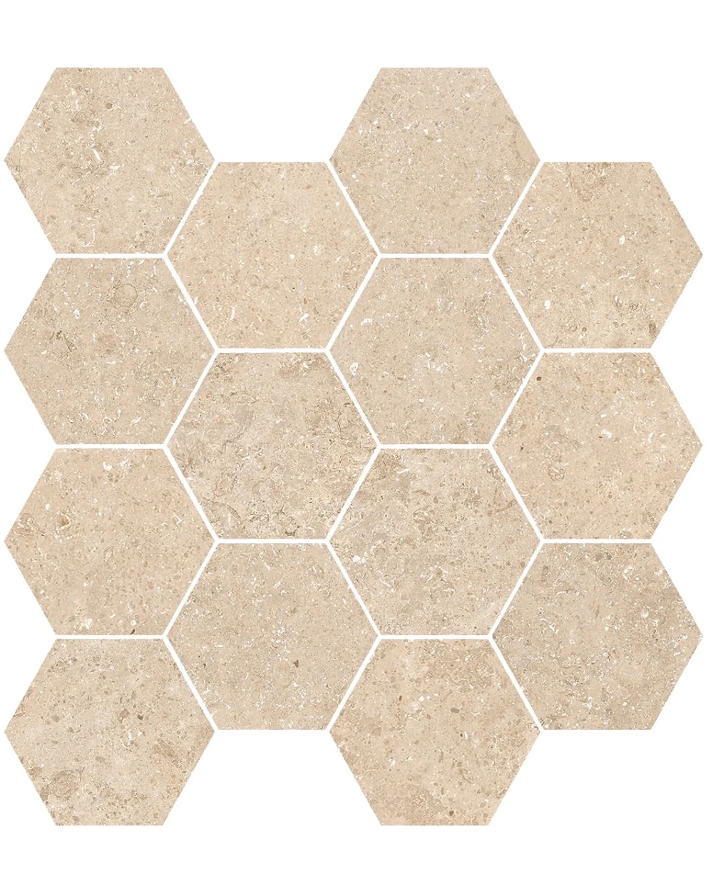 Hexagon Mosaic Tile Beige Matt – Stone Look 29x27