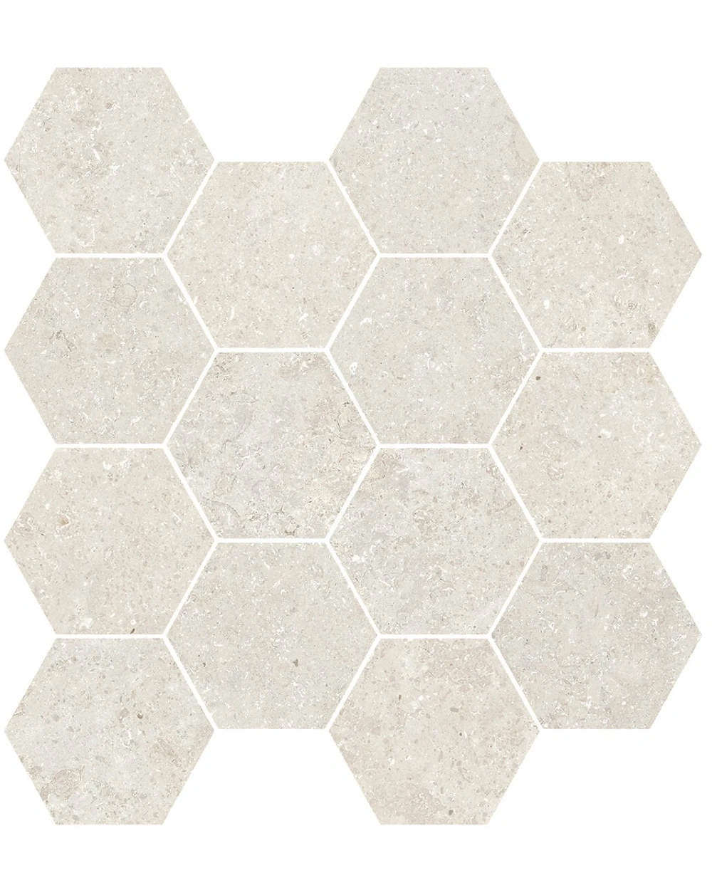 Kyoto White Hexagon Mosaic – Stone Look Matt, 29x27 cm