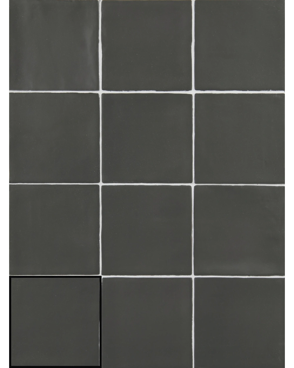 Schwarze Vintage-Wandfliese matt 10x10 cm