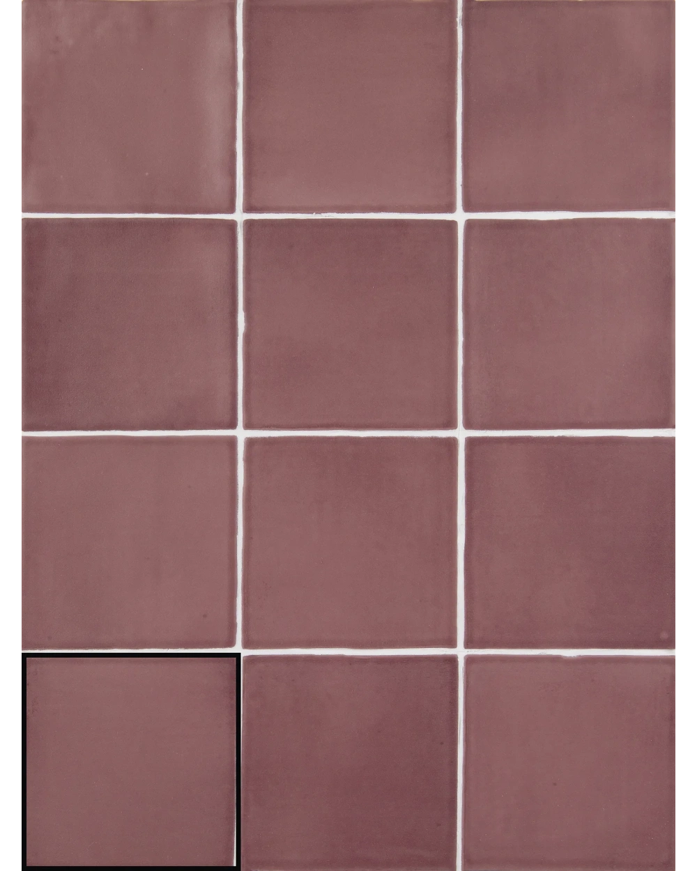 Red Vintage Wall Tile Burgundy Matt 10x10 cm