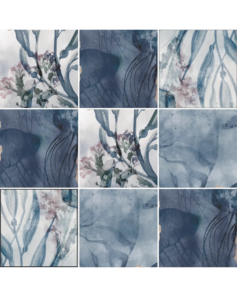 Kasbah Blue Mix: Blaue Vintage-Wandfliese 13x13 cm