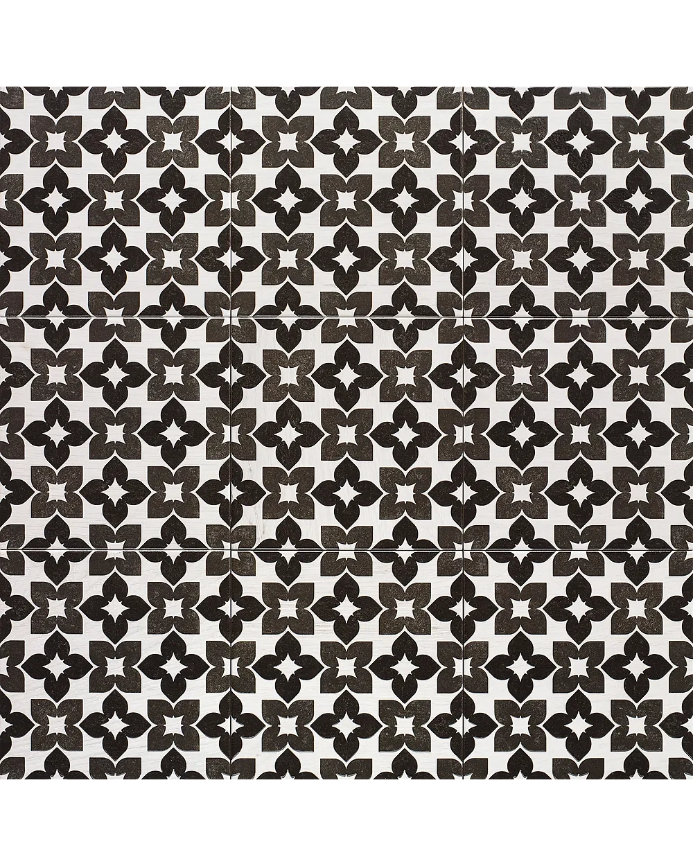 Vintage Tile in Black with Matt-Gloss Effect, 20x20 cm