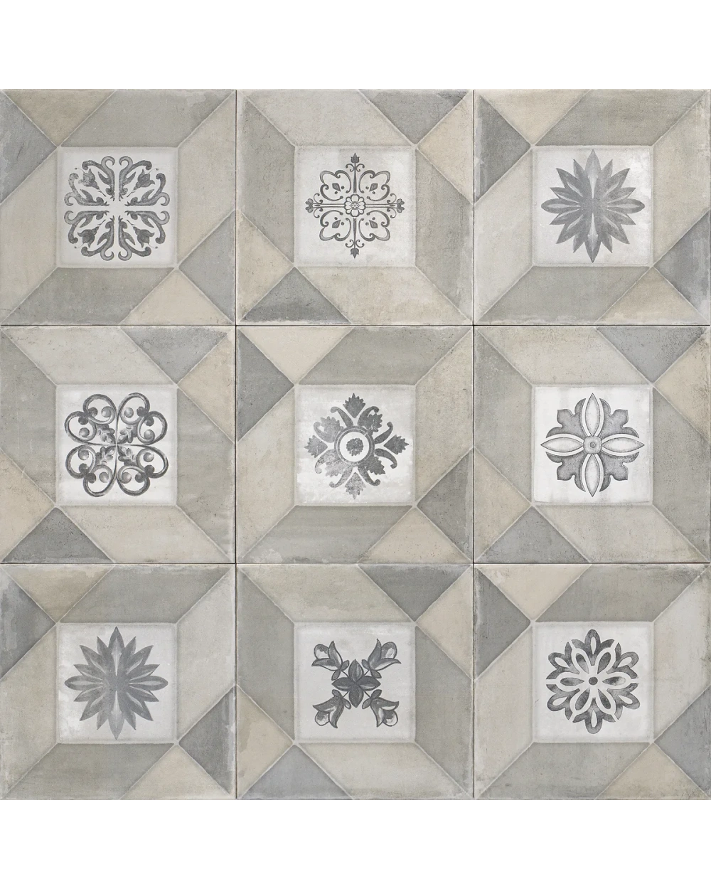 DECO ELEGANCE GREY – Kolonial-Dekor Grau Matt 20x20