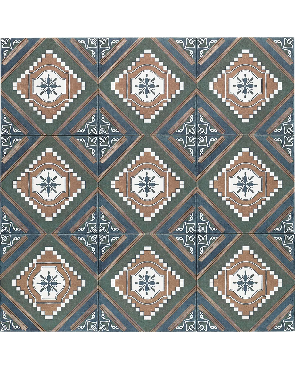 MODERNIST Braun Matt – Vintage-Ornamentfliese 20x20 cm