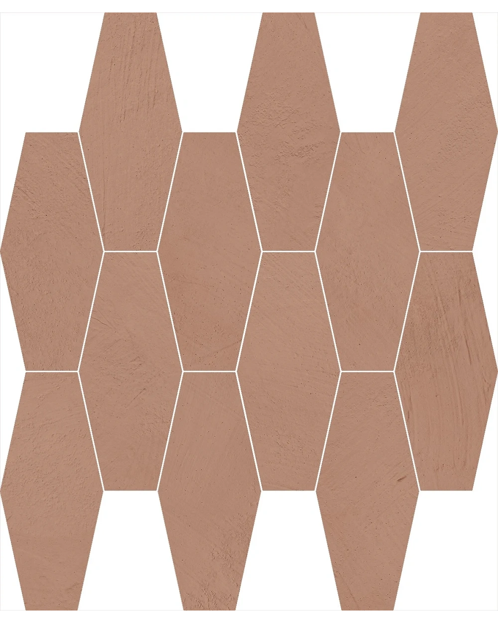 Sechseck-Mosaik in Cotto | Mikrozement-Optik, matt
