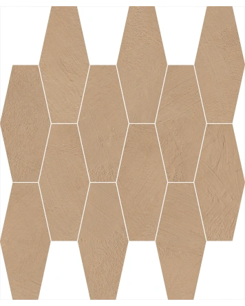 Hexagon Mosaik in Beton-Optik, matt und warm braun