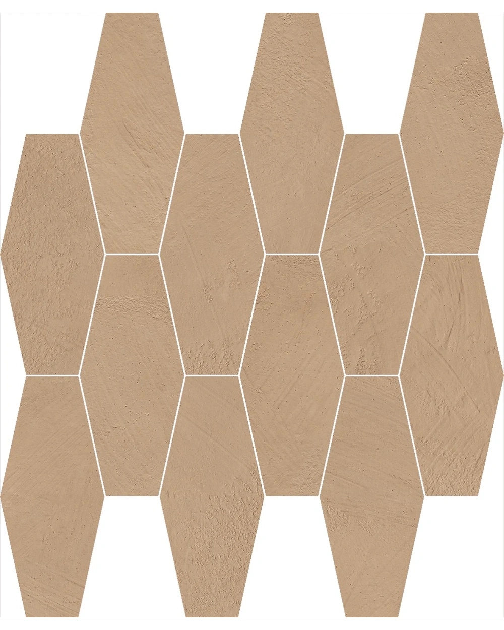 Hexagon Mosaik in Beton-Optik, matt und warm braun