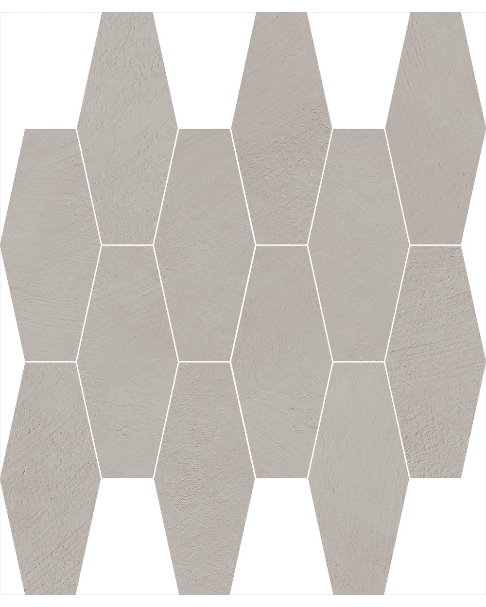 Hexagon Mosaik in Beton-Optik, matt und grau