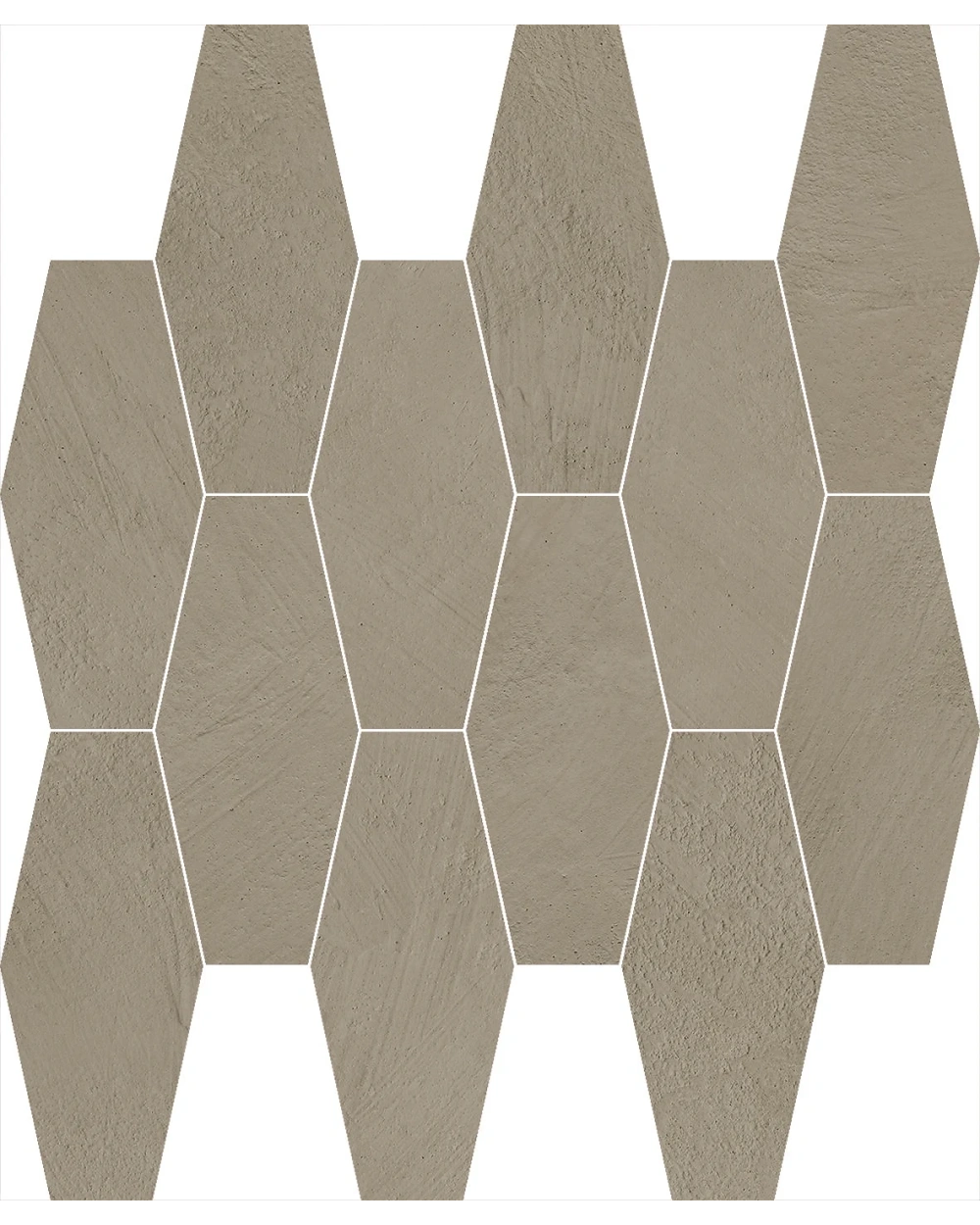 Hexagon Mosaic in Concrete Look, Matt and Grey
