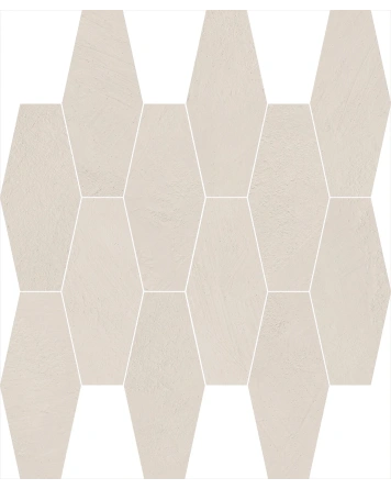 Hexagon-Mosaik in Weiß | Beton-Optik, matt, R10