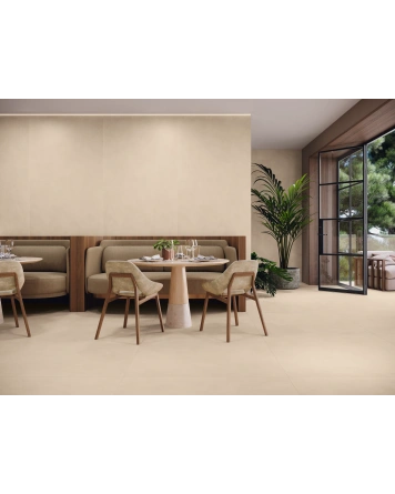 Mikrozement-Optik Beige, matt, 120x280 cm, rektifiziert