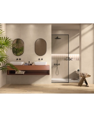 Beige Mikrozement-Fliese 60x120 cm, matt und rektifiziert