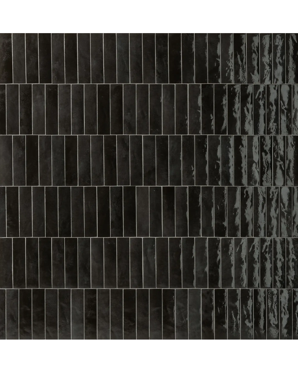 Zellige Wall Tile Black Glossy 6x24 cm