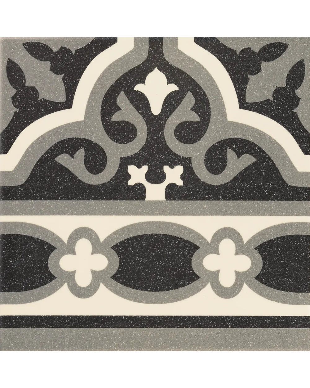 Florentine Black Border Tile, Matt, Classic Look, 20x20 cm