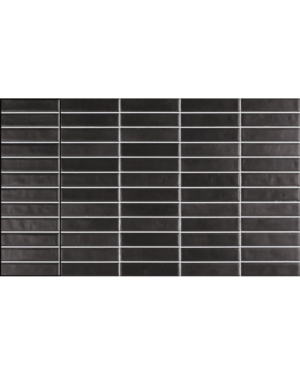 Schwarze Stäbchen-Wandfliese matt, 10x30 cm