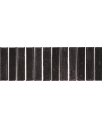 Black Stacked Bond Wall Tile Gloss 10x30 cm