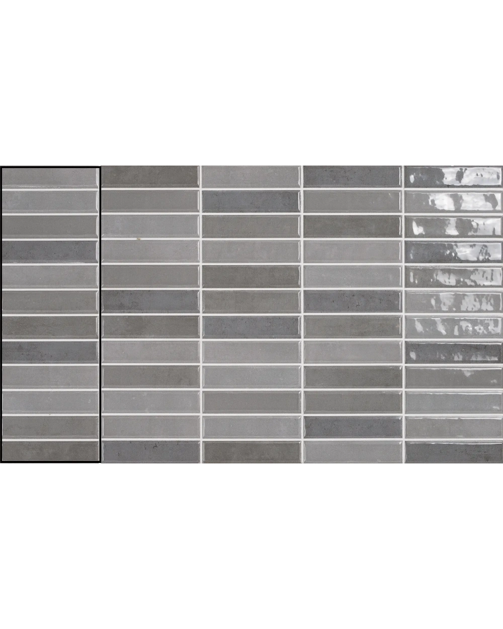 Grey Bar Wall Tile Glossy 10x30 cm