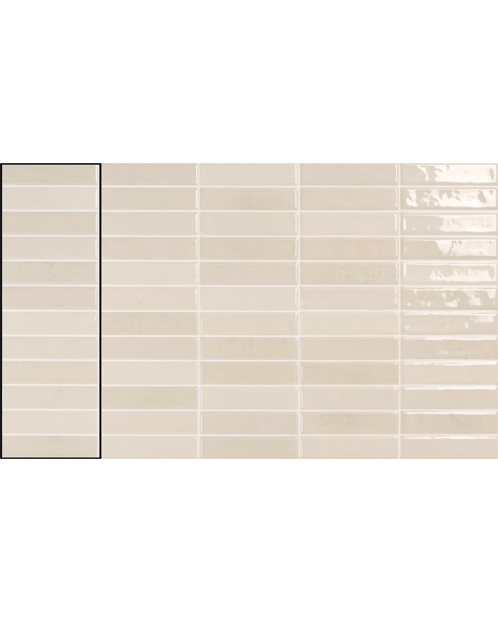Beige Stäbchen-Wandfliese glänzend 10x30 cm