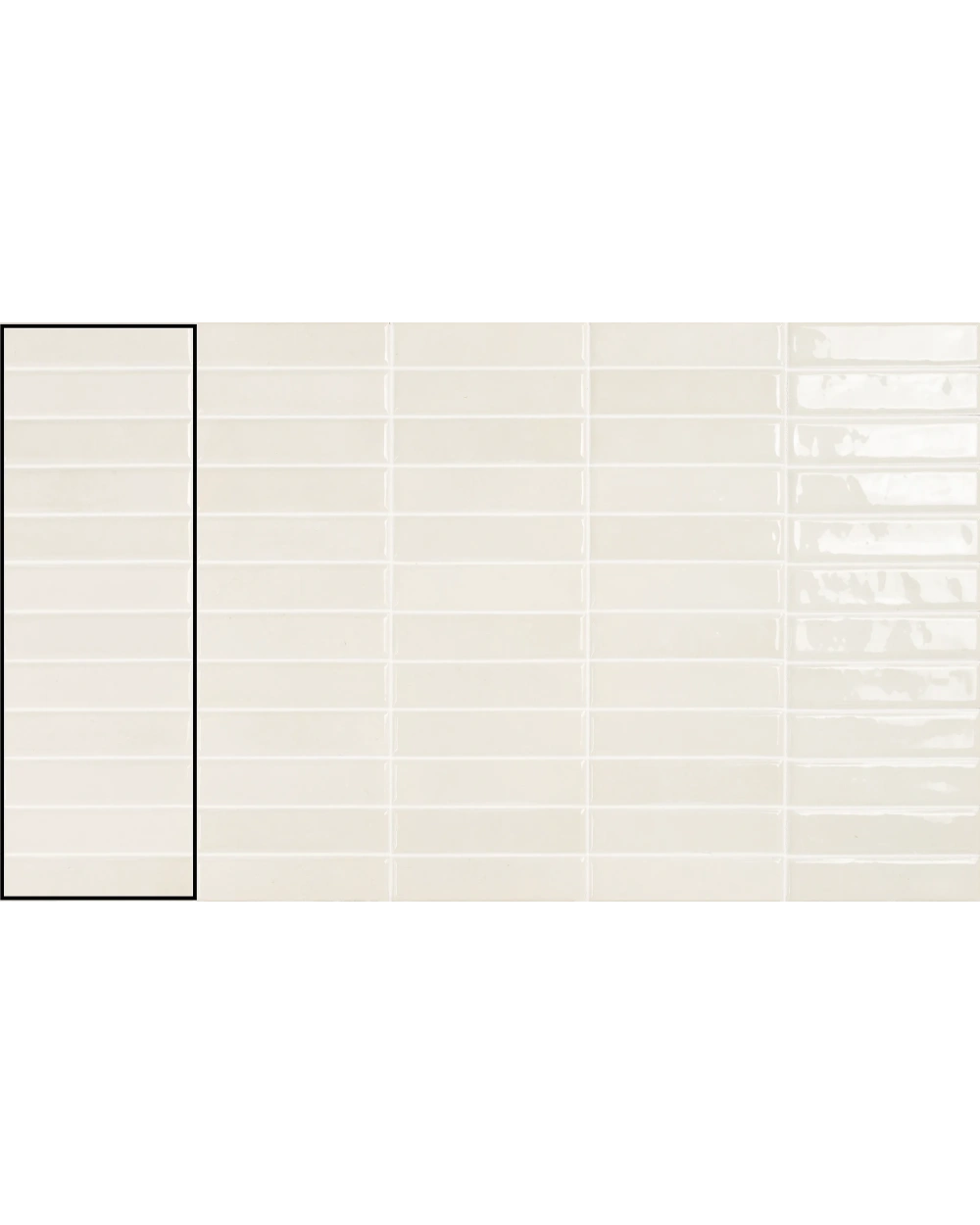 White Bar Wall Tile Glossy 10x30 cm