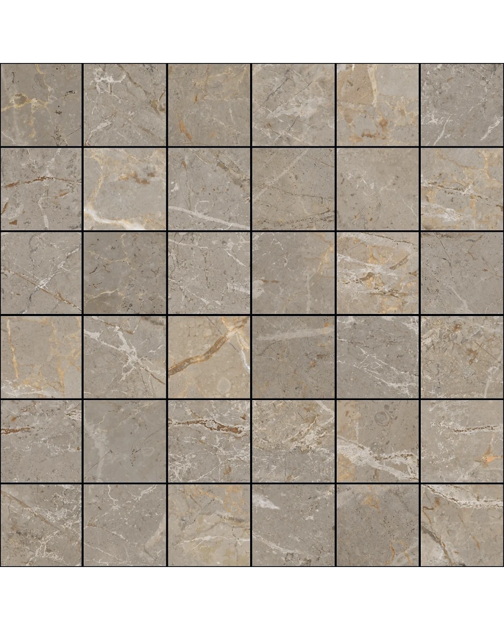 Augustus Brown Mosaik im Marmor-Look | 30x30 cm