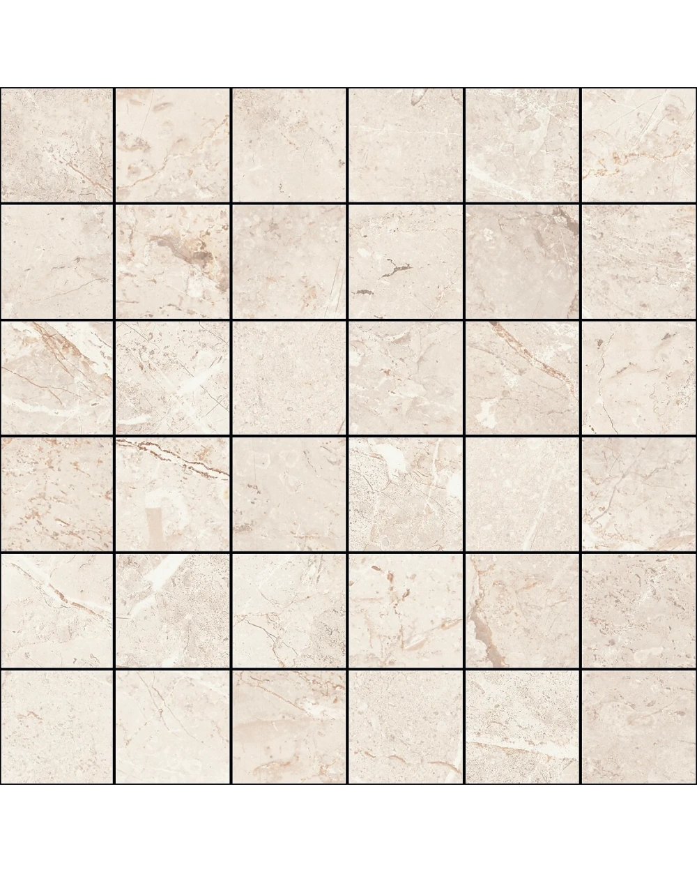Augustus Cream Mosaikfliese matt, Marmorlook, 30x30 cm