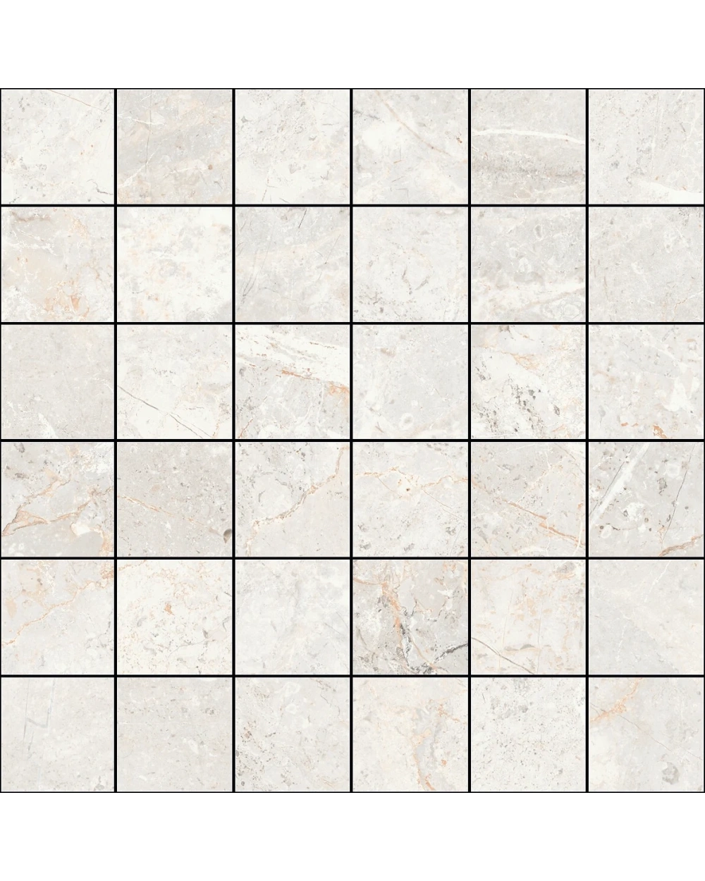Augustus Pearl Mosaikfliese matt, Marmorlook, 30x30 cm