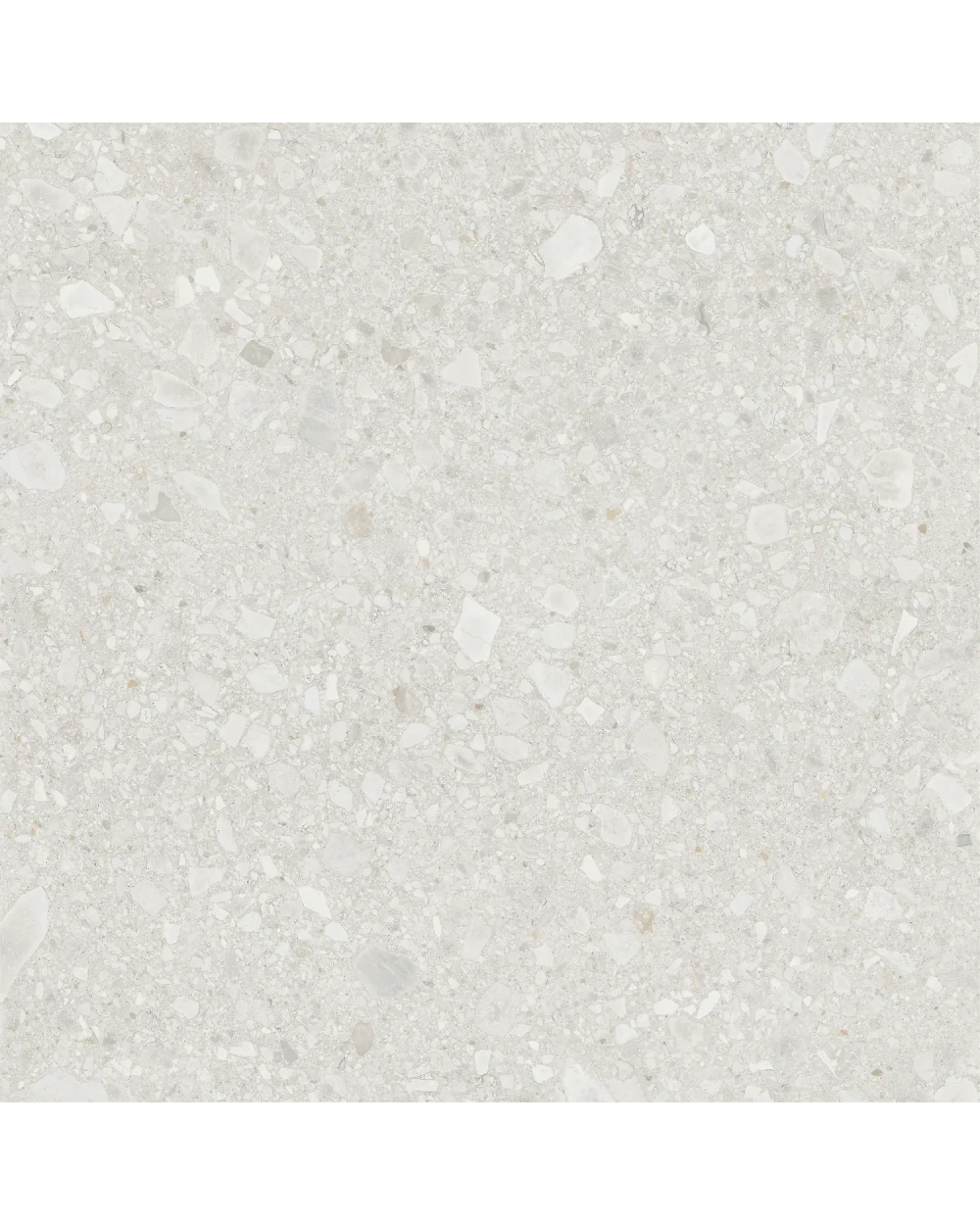 Terrazzo-Fliese Weiß matt rektifiziert, 120x120 cm