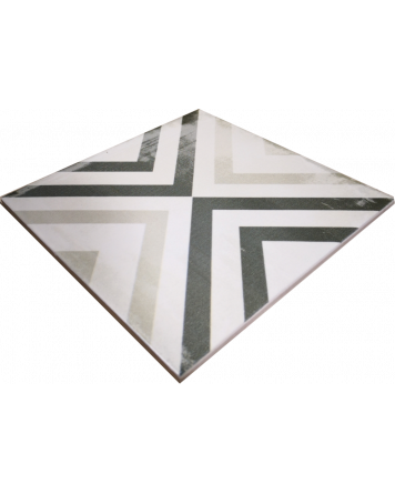 Cement tile "used look" with geometric pattern