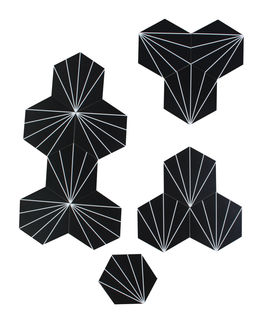 Hexagon Design Tile Stripes Porcelain Stoneware Black | Tile Online Shop