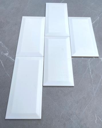 Metro Tile White Dull 10x20 cm with facet | Free shipping sample!