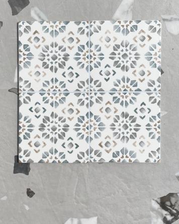 15x15 cm tile with hand-painted floral decoration for floor and wall | SAMPLE SHIPPING