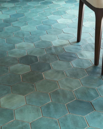 Nomade Turquesa: Hexagon Tile in Green, Vintage Matt