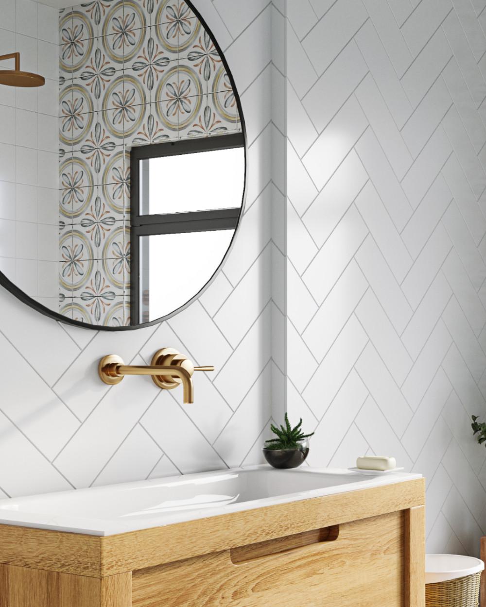 Wall Tile White natural 10x30 cm
