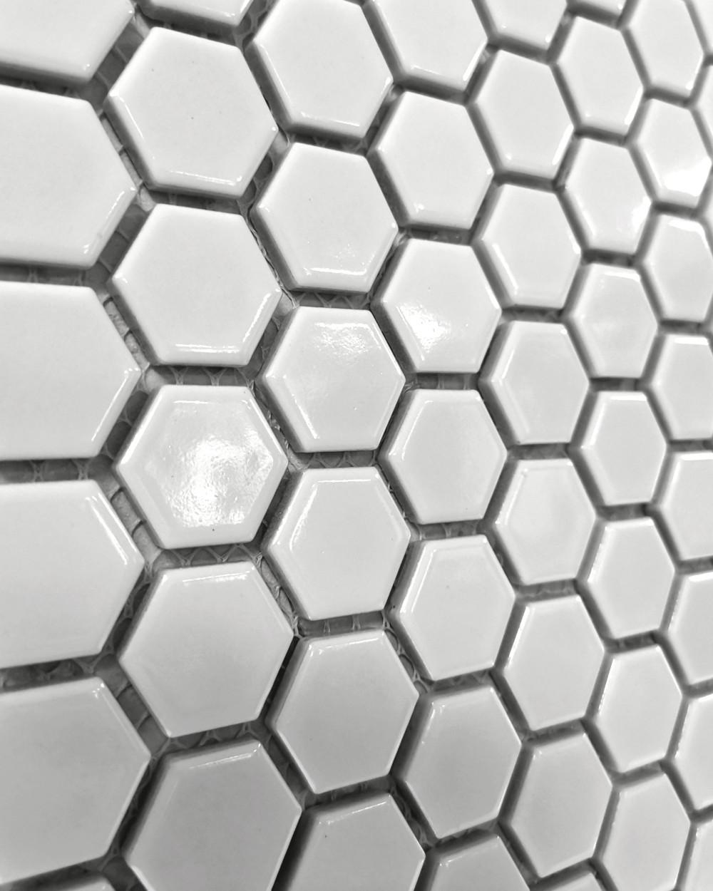Hexagon Mosaic White Shiny 26x30 cm