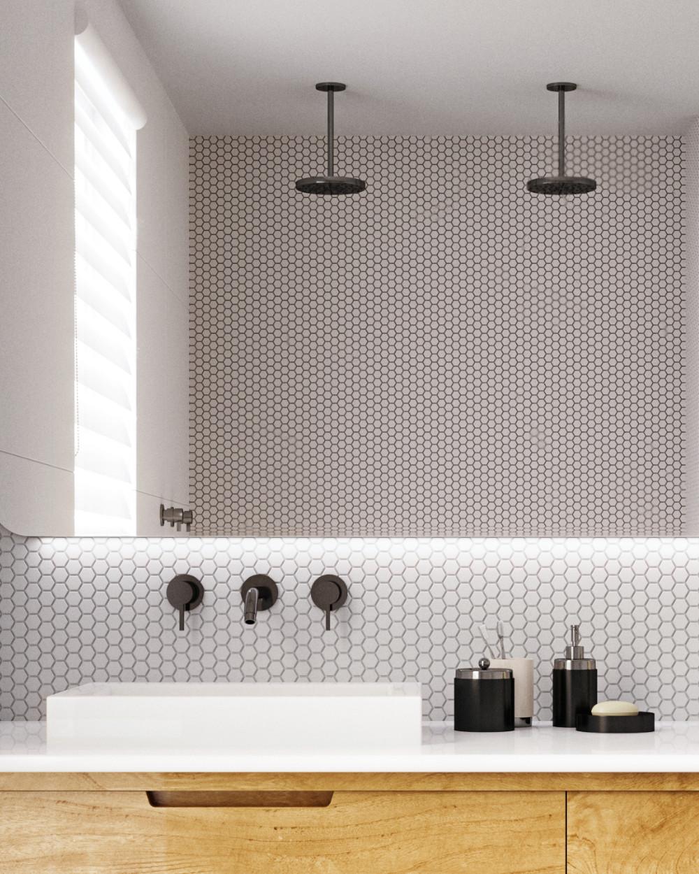 Sechseck Mosaik Weiß Matt 26x30 cm