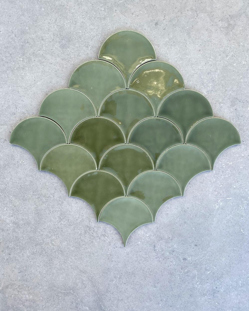 Green Fish Scale Tiles 12x12.5 cm | SAMPLE SHIPPING