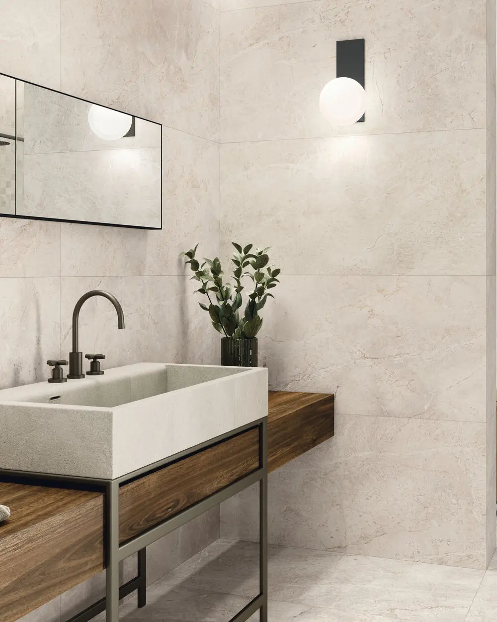 Natural stone effect tiles Light 60x120 cm Mat surface| Augustus Cream 60x120 cm