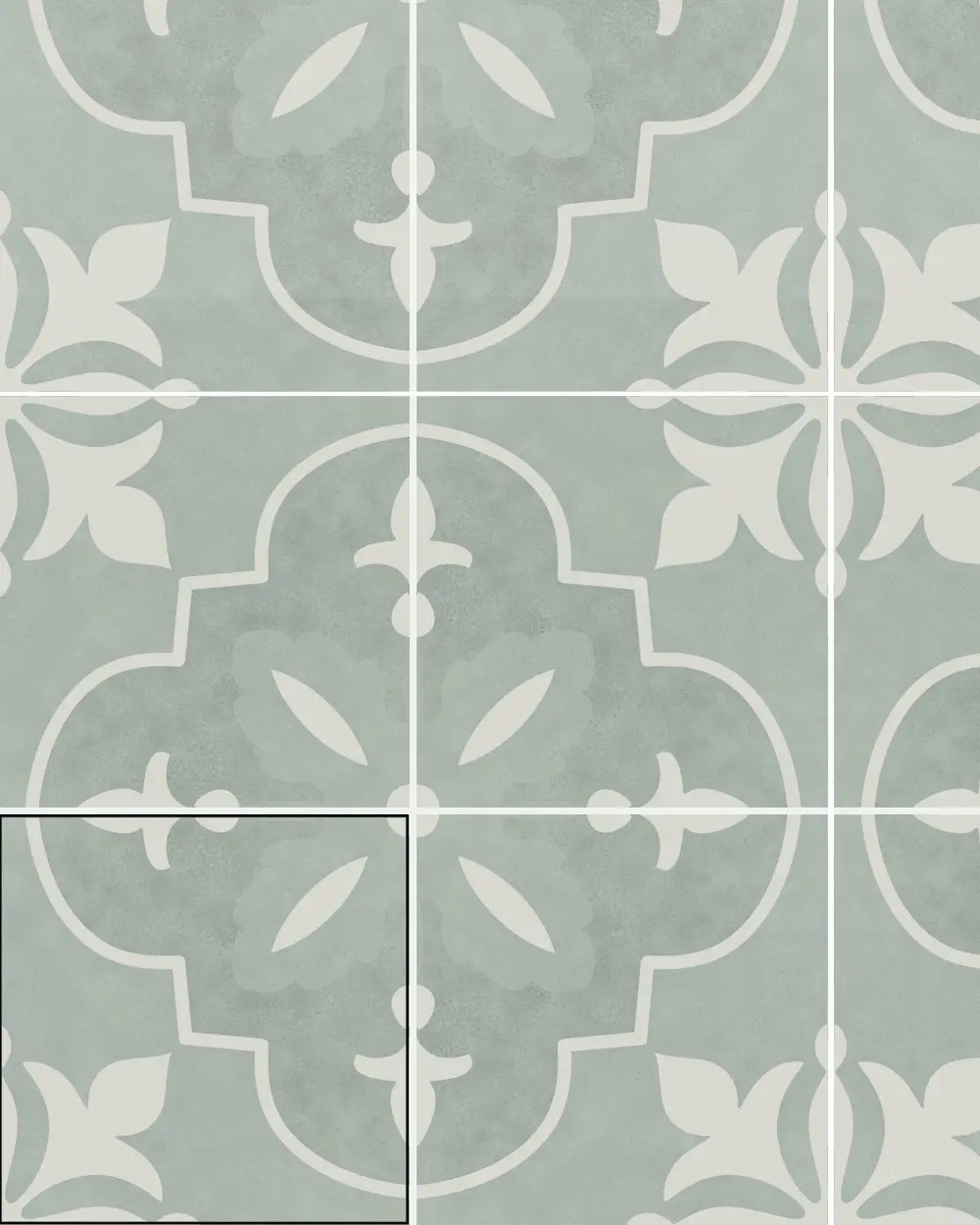 Motiv Fliesen im Jugendstil Grün Weiß | NORA AQUA 15X15 cm