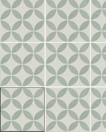 Motiv Fliesen mit Blumenmuster Grün Weiß | ENYA AQUA 15X15 cm