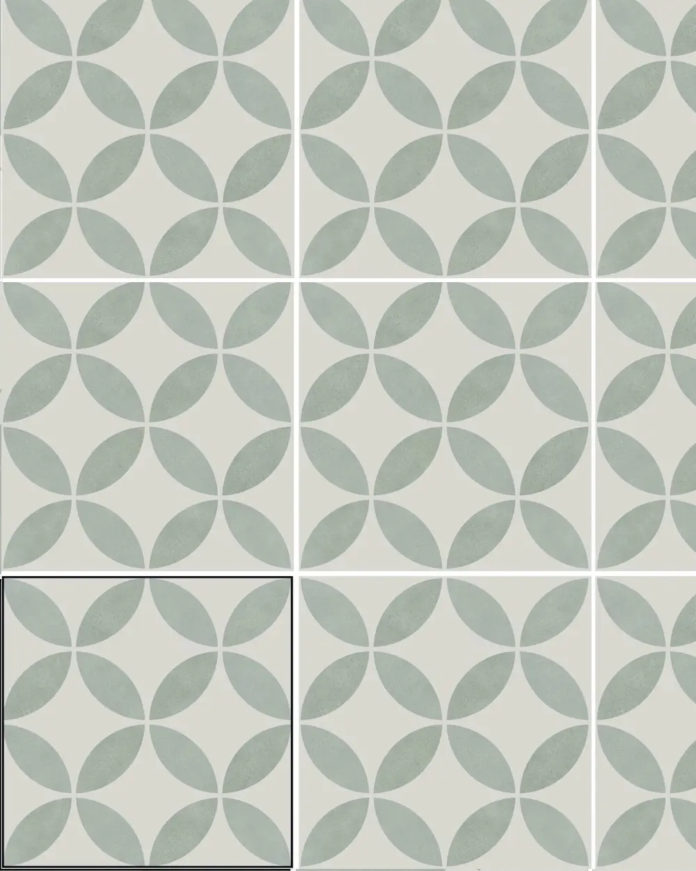 Motiv Fliesen mit Blumenmuster Grün Weiß | ENYA AQUA 15X15 cm