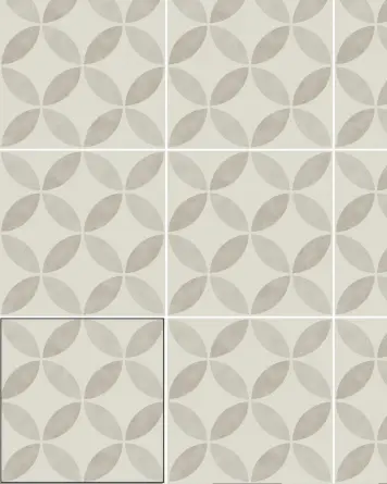 Motif tiles with floral pattern Grey White | ENYA PUMICE 15X15 cm