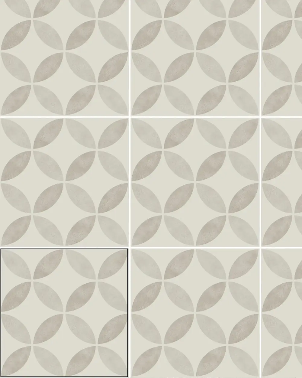 Motif tiles with floral pattern Grey White | ENYA PUMICE 15X15 cm