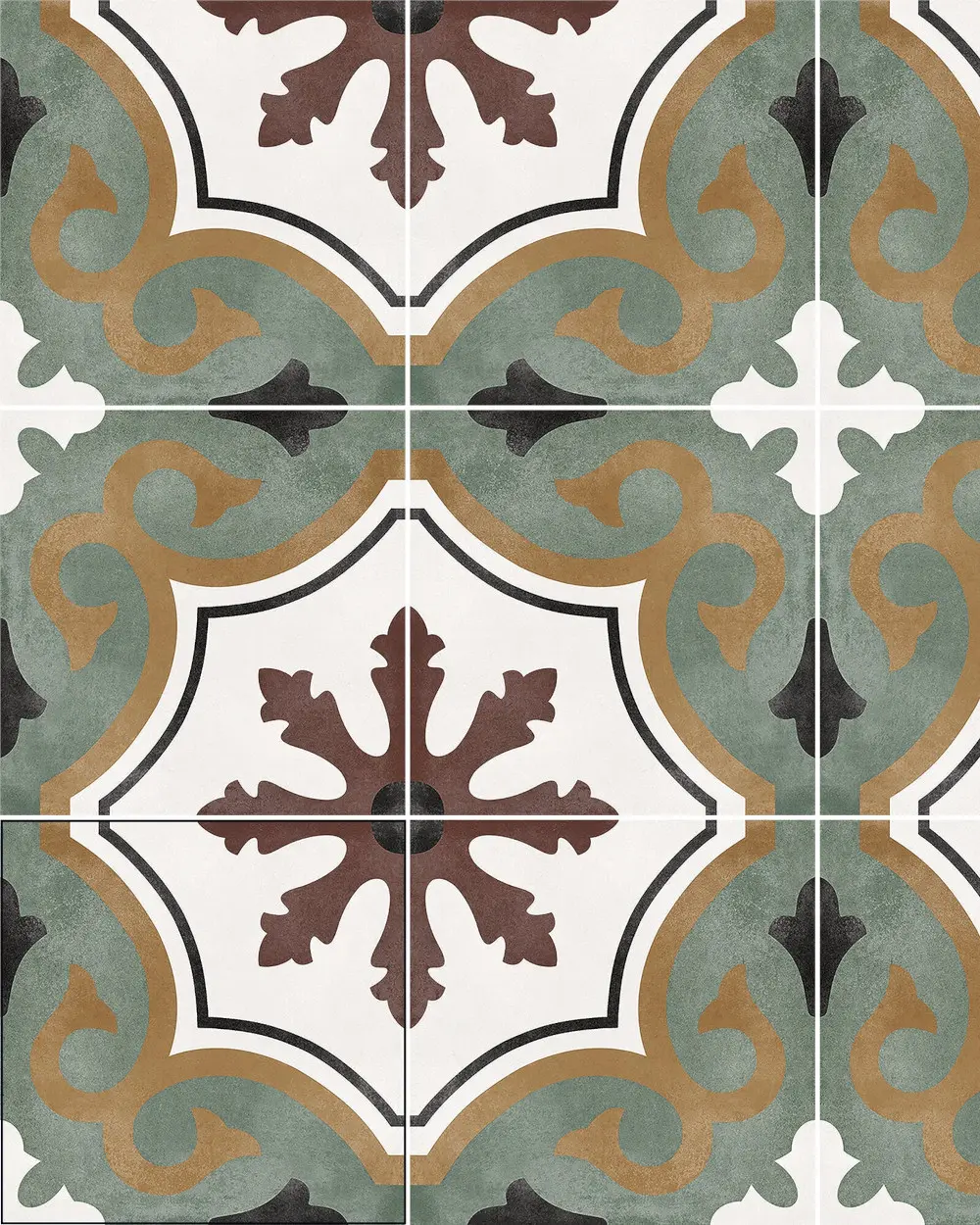 Floor tiles 15x15 cm Art Nouveau pattern | Flo Olivia