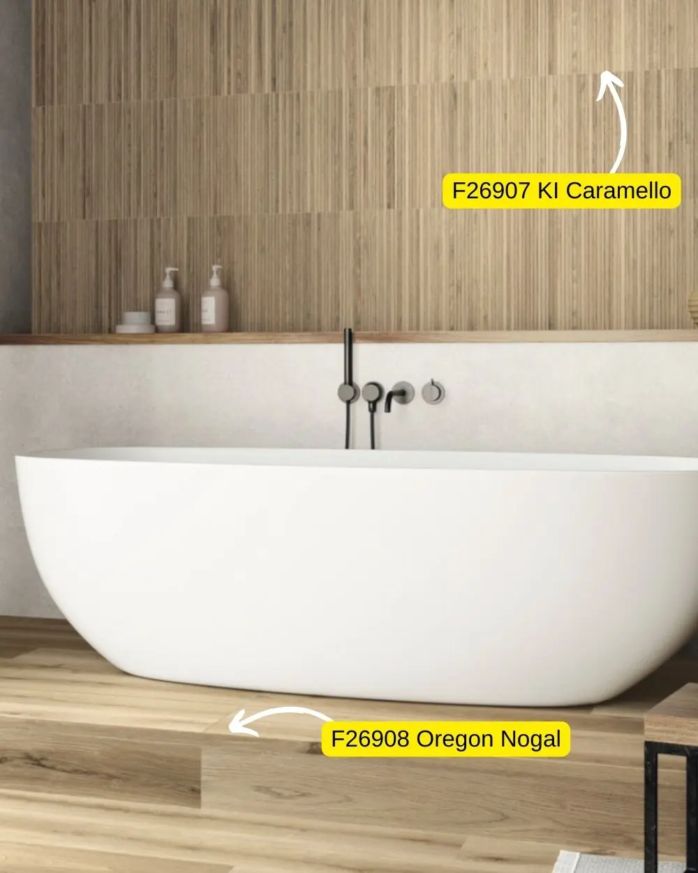Decorative wall tile in wood look 40x120 cm | KI Caramello