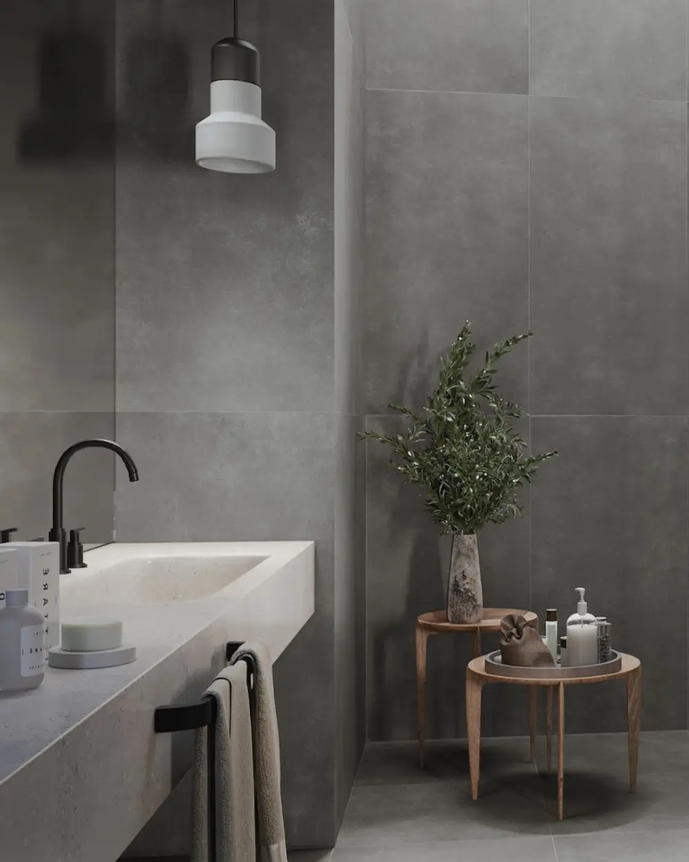 Fliese in Betonoptik Anthrazit 60x120 cm | WORK B Coal | MUSTERVERSAND