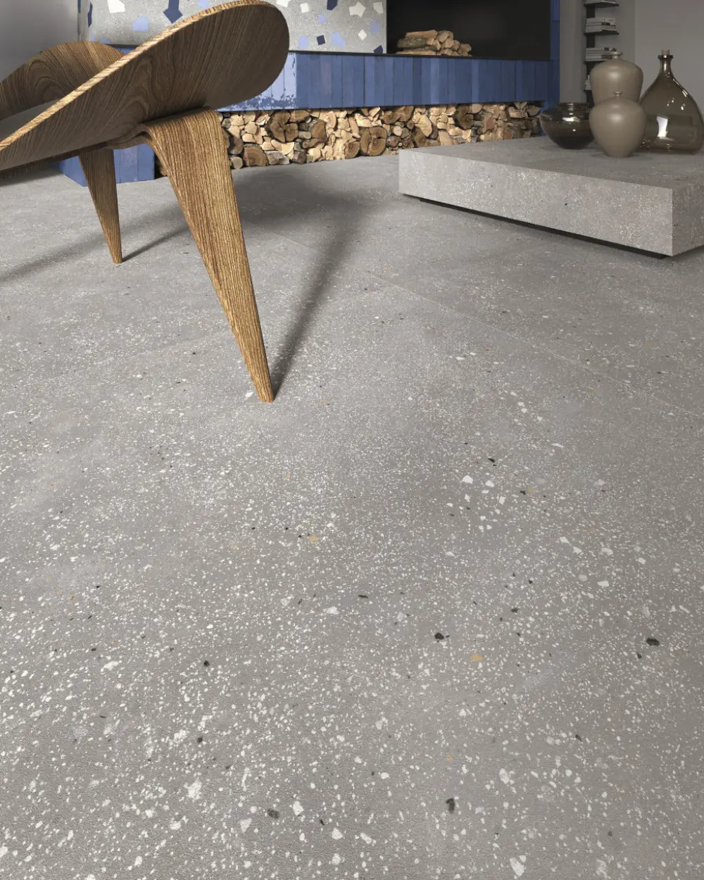 Top Modern: Graue Fliesen in Terrazzo-Optik 90x90 cm | Ama Avorio | MUSTERVERSAND