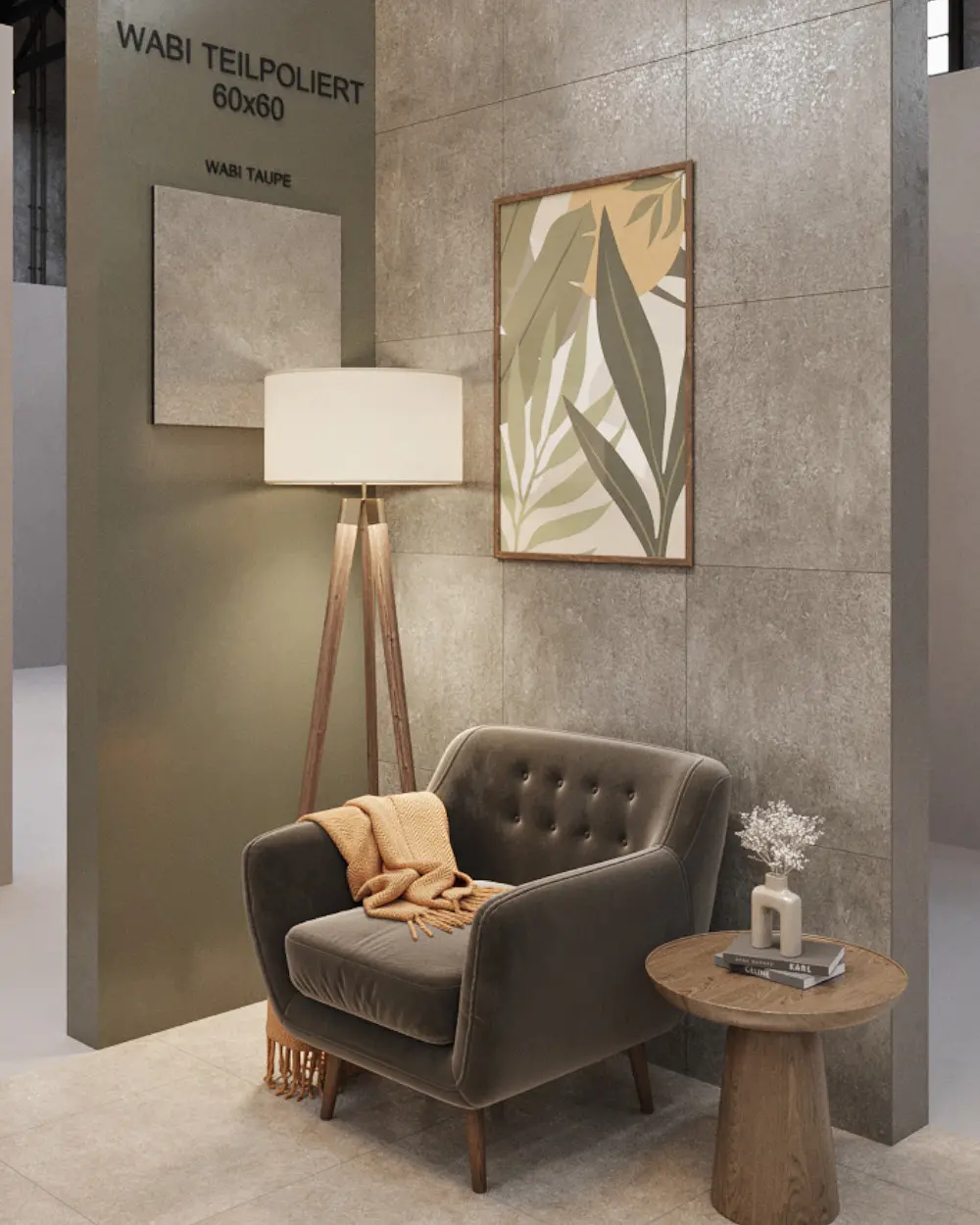 Fliesen in Betonoptik anpoliert 60x60 cm Taupe | Wabi Taupe Lappato