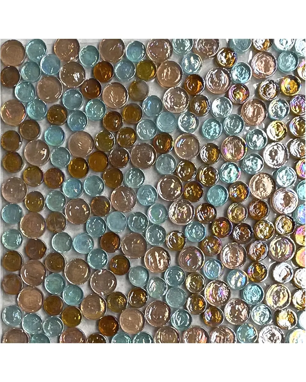 0,9 m² Glasmosaik Petrol Round Mix 30 x 30 cm
